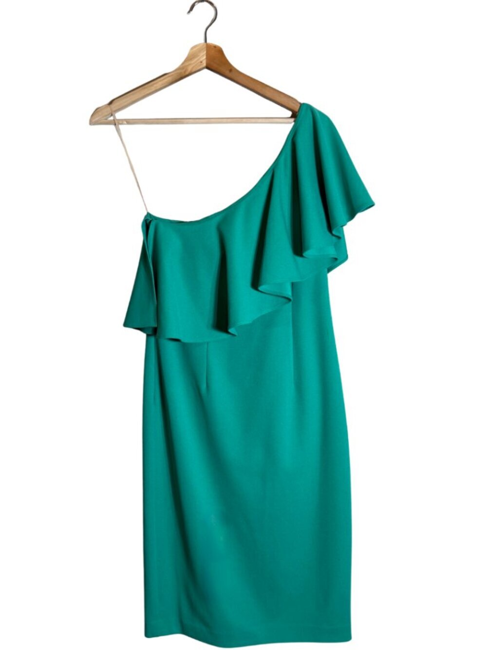 Trina Turk Luau Ruffled One-Shoulder Dress Women's 2* Green Cocktail Formal NWOT